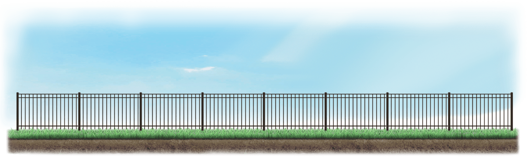 Straight Aluminum fence on level ground